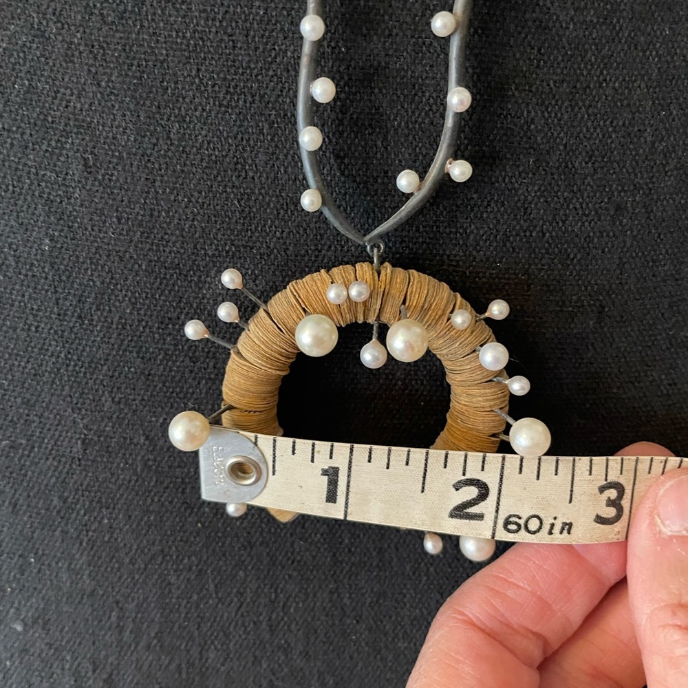 Vintage Kiwon Wang Silver Pearl and Paper necklace NYC - Picture 10 of 16